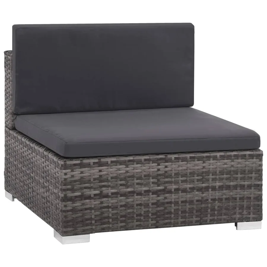 Salon de jardin 6 pcs avec coussins résine tressée gris - 5