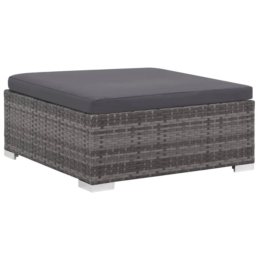 Salon de jardin 6 pcs avec coussins résine tressée gris - 6