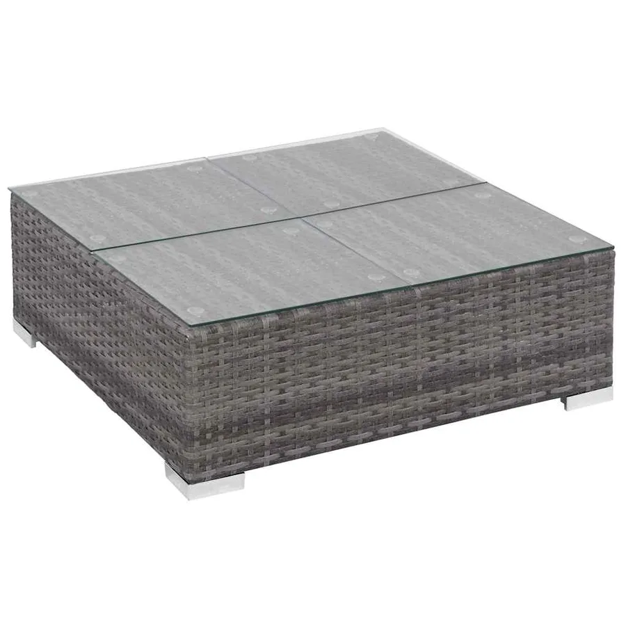 Salon de jardin 6 pcs avec coussins résine tressée gris - 7
