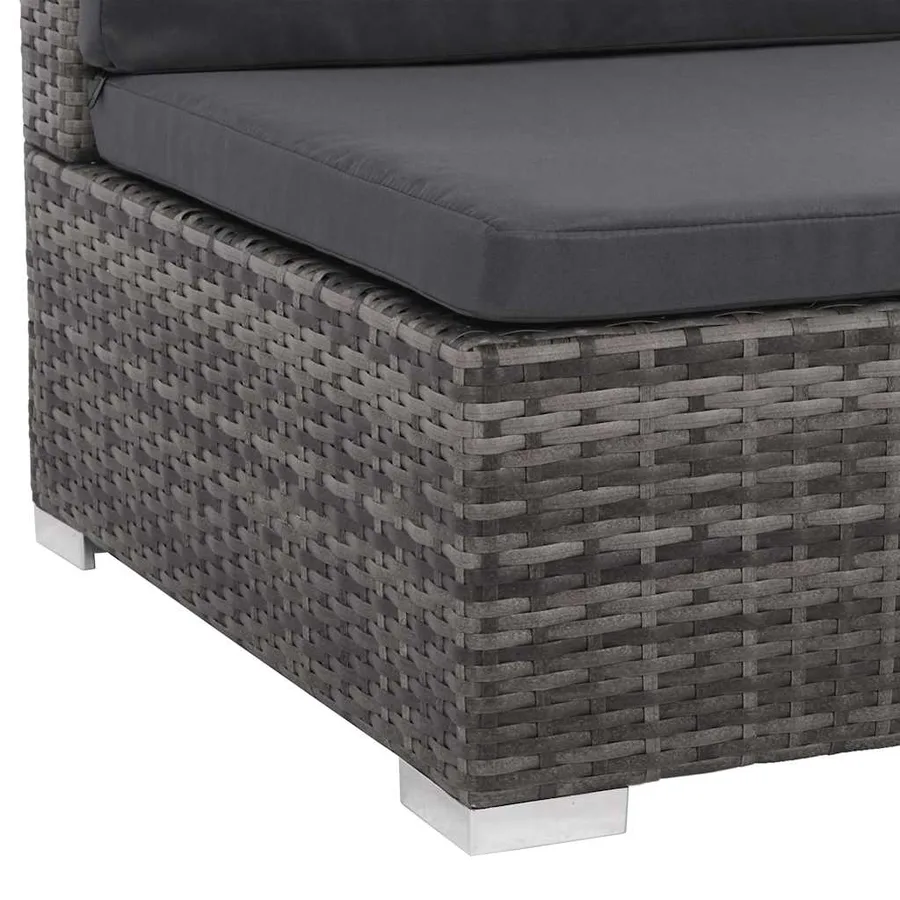 Salon de jardin 6 pcs avec coussins résine tressée gris - 8