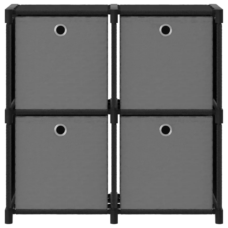 Étagère à 4 cubes avec boîtes Noir 69x30x72,5 cm Tissu - 2