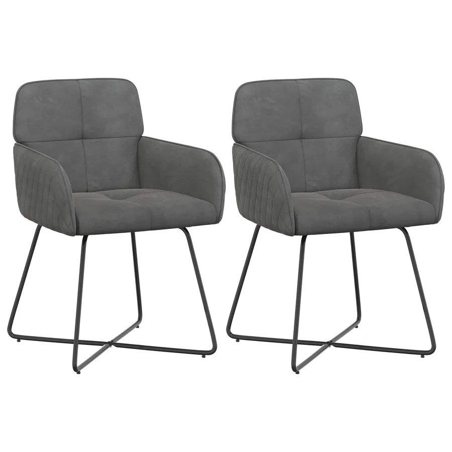 Chaises de salle à manger 2 pcs Velours Gris foncé - 2