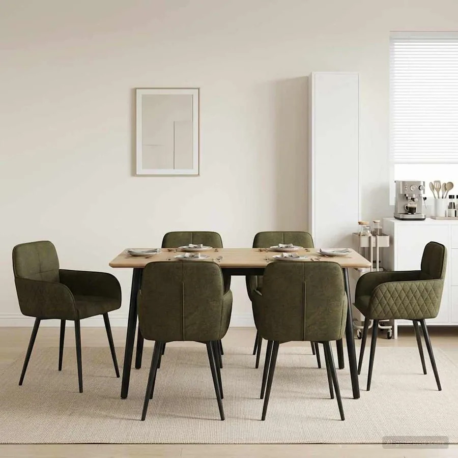 Chaises de salle à manger 6 pcs Simili daim Vert armée