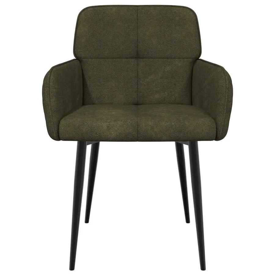 Chaises de salle à manger 6 pcs Simili daim Vert armée - 3