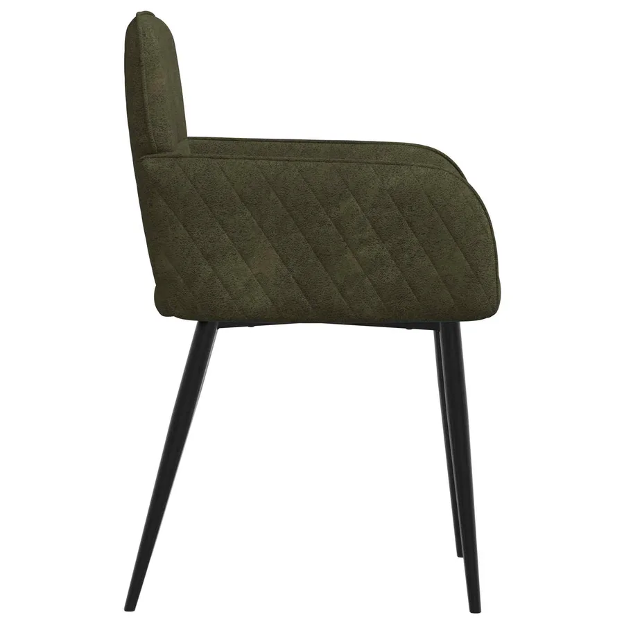 Chaises de salle à manger 6 pcs Simili daim Vert armée - 4