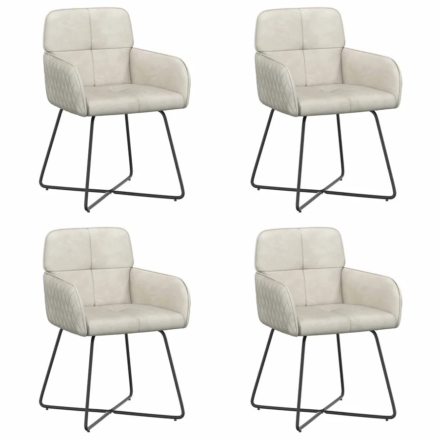 Chaises de salle à manger 4 pcs Velours Crème 59 x 56,5 x 86 cm - 2