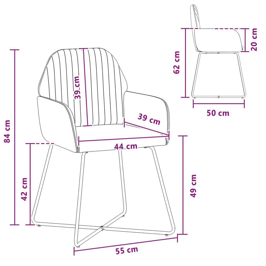 Chaises de salle à manger 2 pcs Velours Gris clair - 8