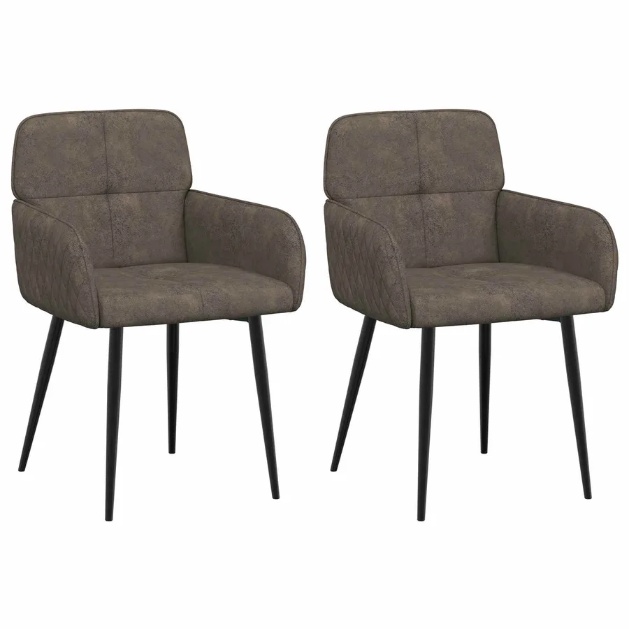 Chaises de salle à manger 2 pcs Simili daim Gris foncé - 2