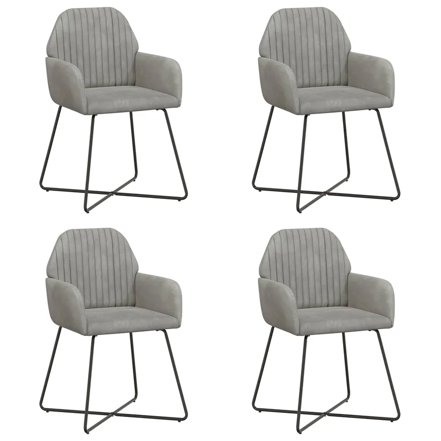 Chaises de salle à manger 4 pcs Velours Gris clair - 2