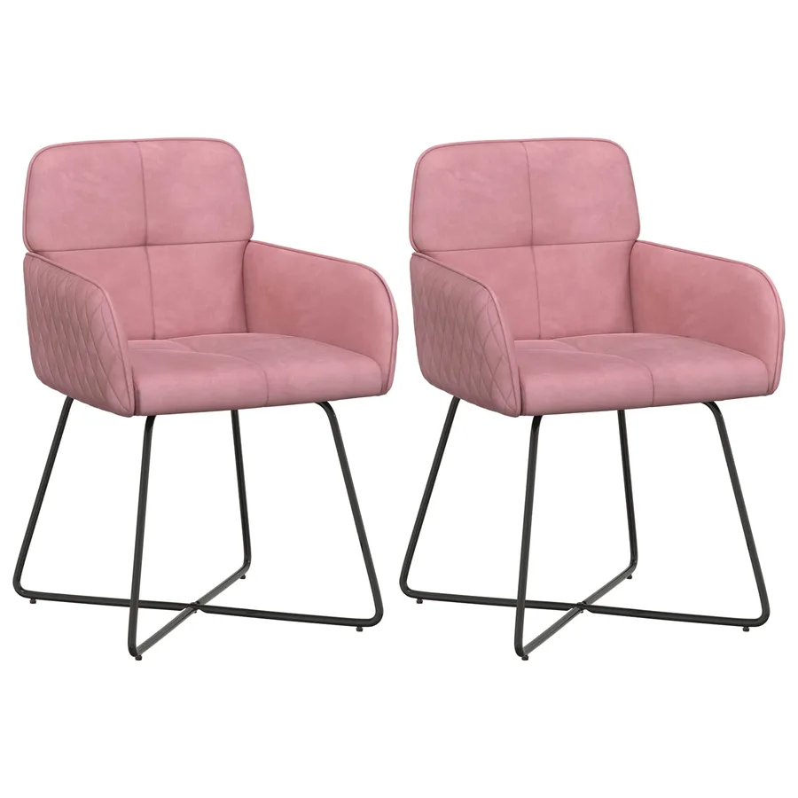 Chaises de salle à manger 2 pcs Velours Rose 59 x 56,5 x 86 cm - 2