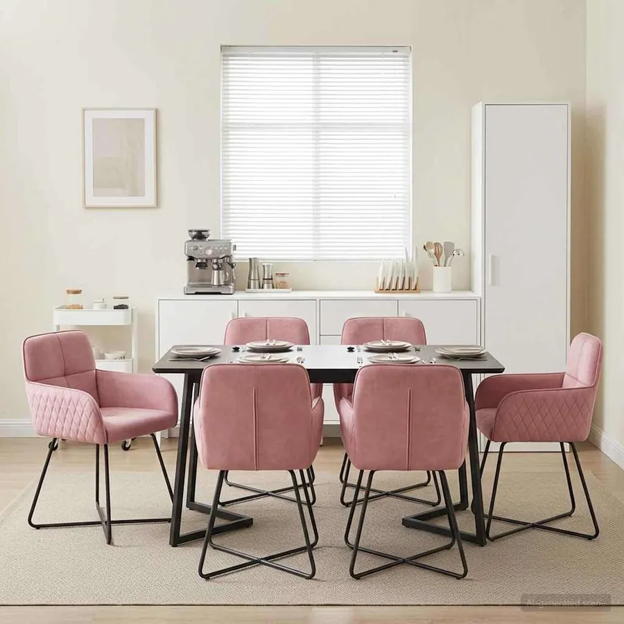 Chaises de salle à manger 6 pcs Velours Rose 59 x 56,5 x 86 cm