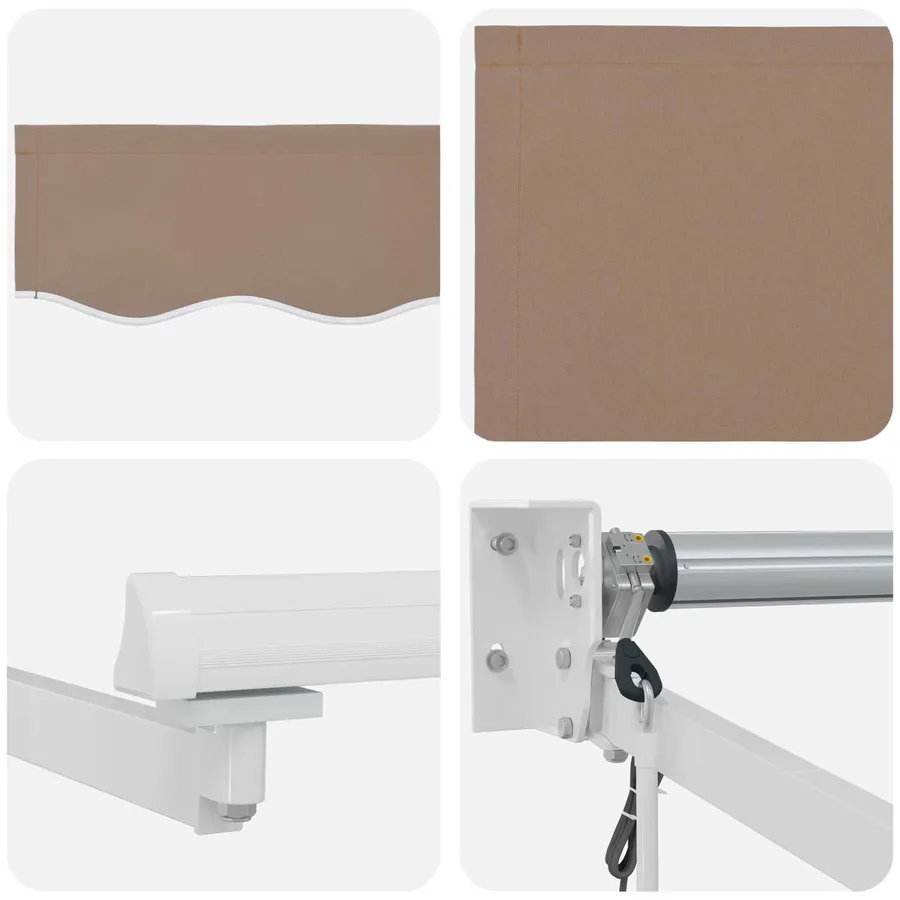 Auvent rétractable électrique Taupe 100% Polyester et Aluminium - 4