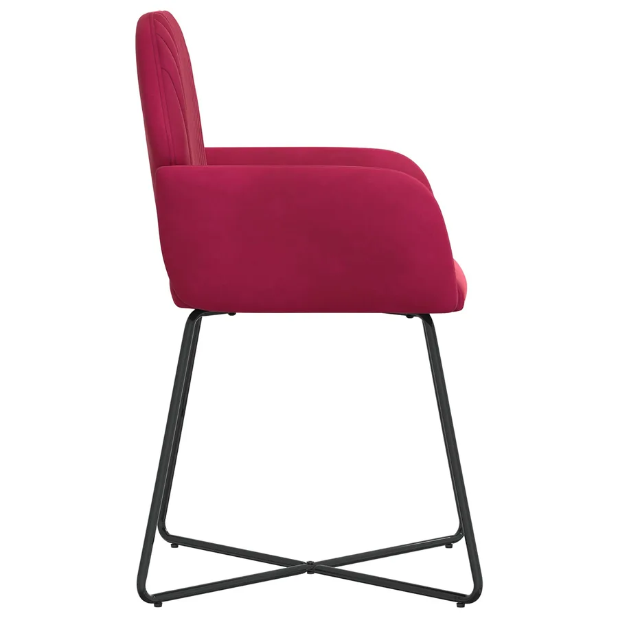 Chaises de salle à manger 2 pcs Velours Bordeaux - 4