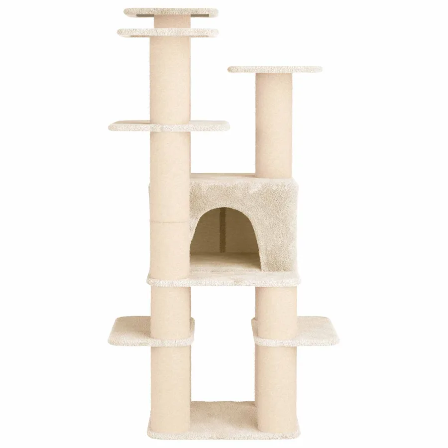 Arbre à chat avec poteaux à griffer en sisal Crème 161 cm - 4