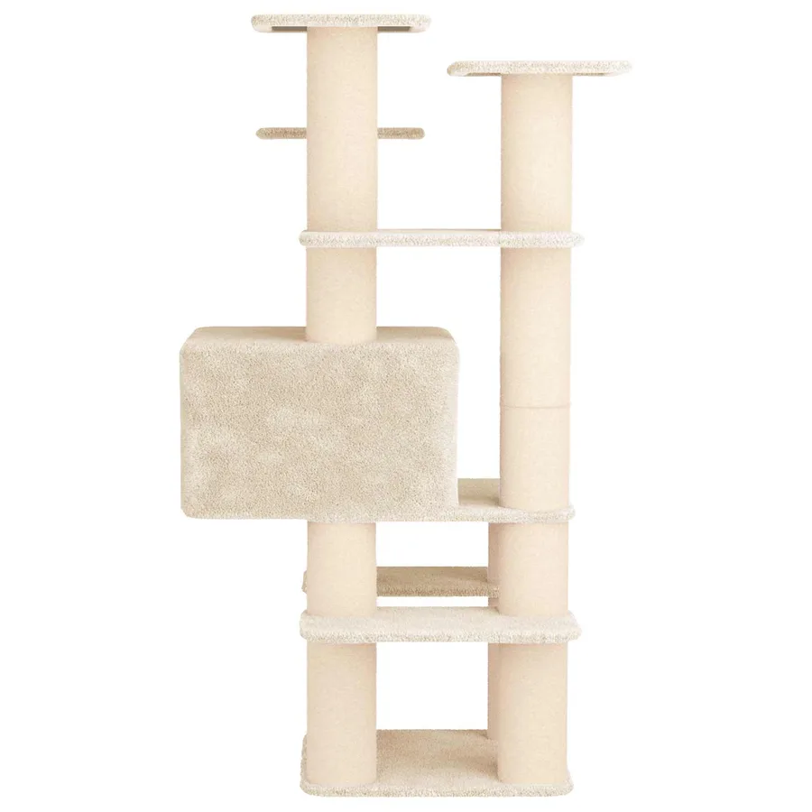 Arbre à chat avec poteaux à griffer en sisal Crème 161 cm - 5