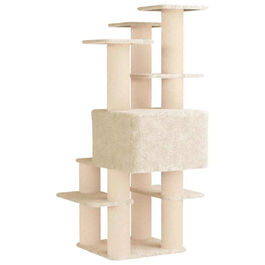 Arbre à chat avec poteaux à griffer en sisal Crème 161 cm - 6