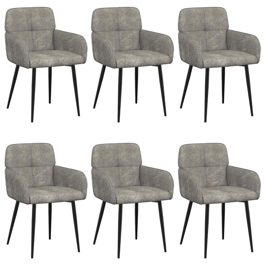 Chaises de salle à manger 6 pcs Simili daim Gris clair - 2