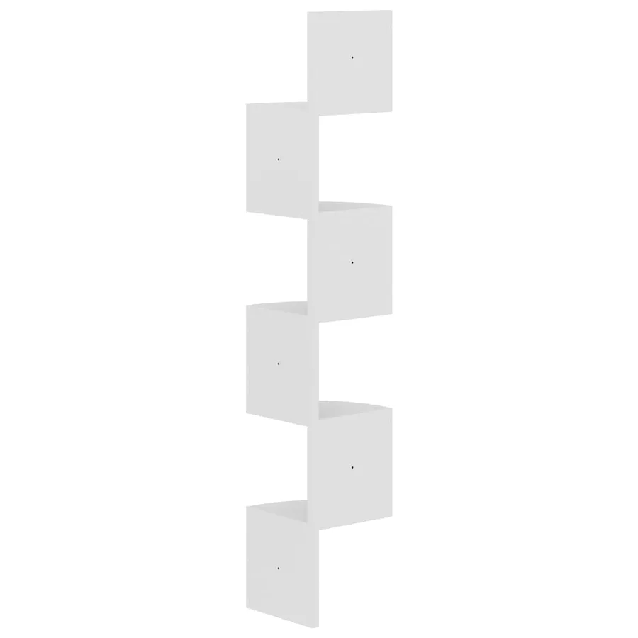 Étagère d'angle murale Blanc 19x19x123 cm Bois d'ingénierie - 3