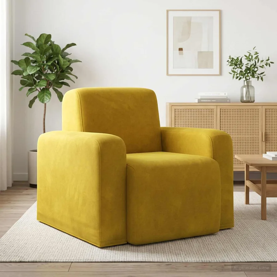 Fauteuil Jaune Velours