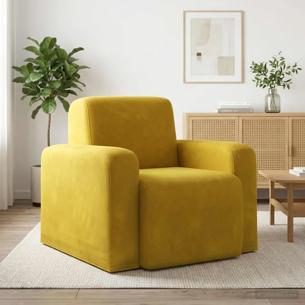 Fauteuil Jaune Velours
