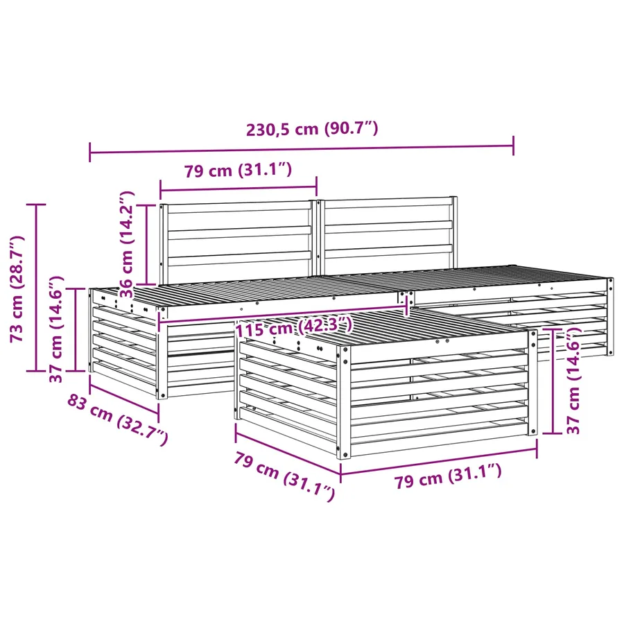 4 pcs Ensemble de canapés d'extérieur Blanc - 8