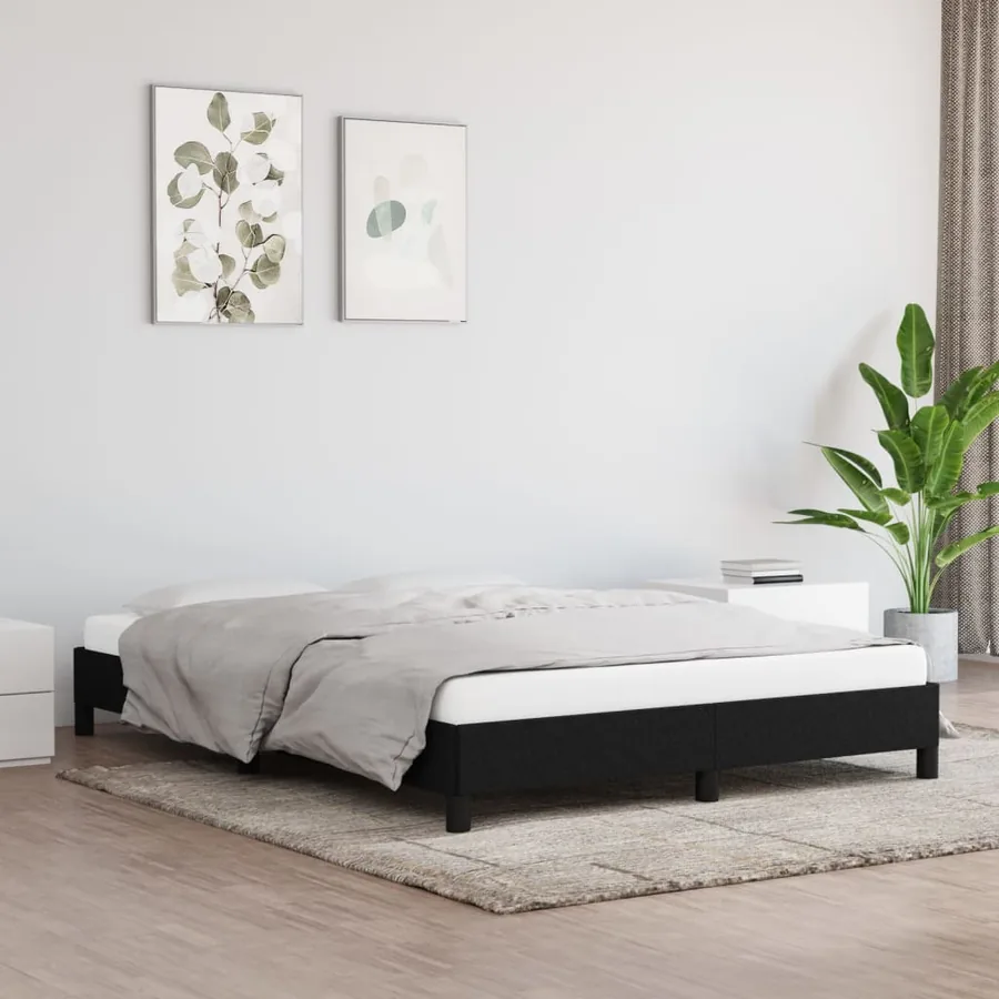 Cadre de lit sans matelas noir 140x190 cm tissu