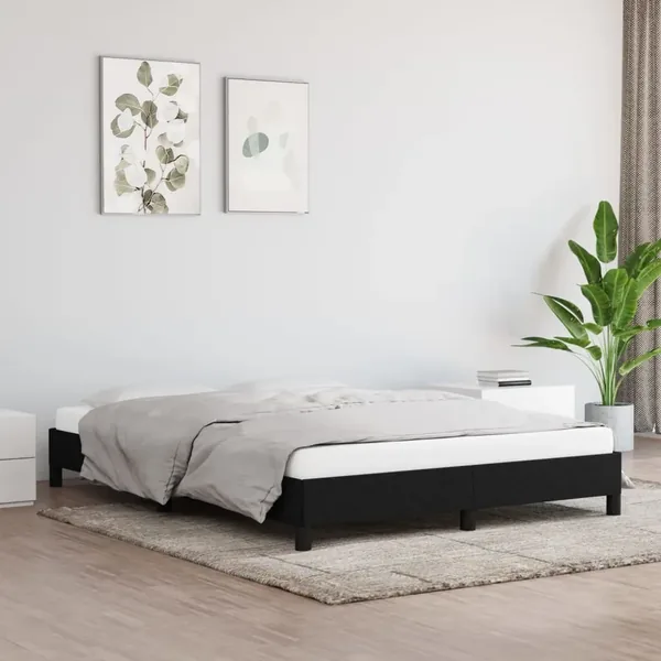Cadre de lit sans matelas noir 140x190 cm tissu