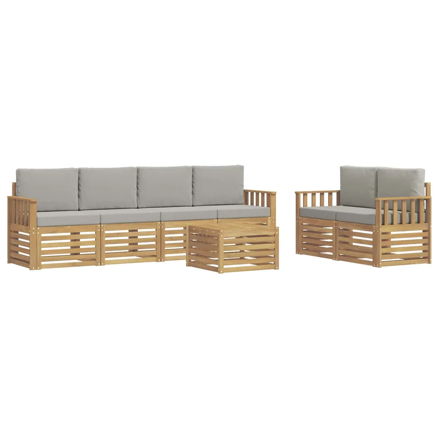 Ensemble de canapés d'extérieur 7 pcs Blanc et gris clair - 2