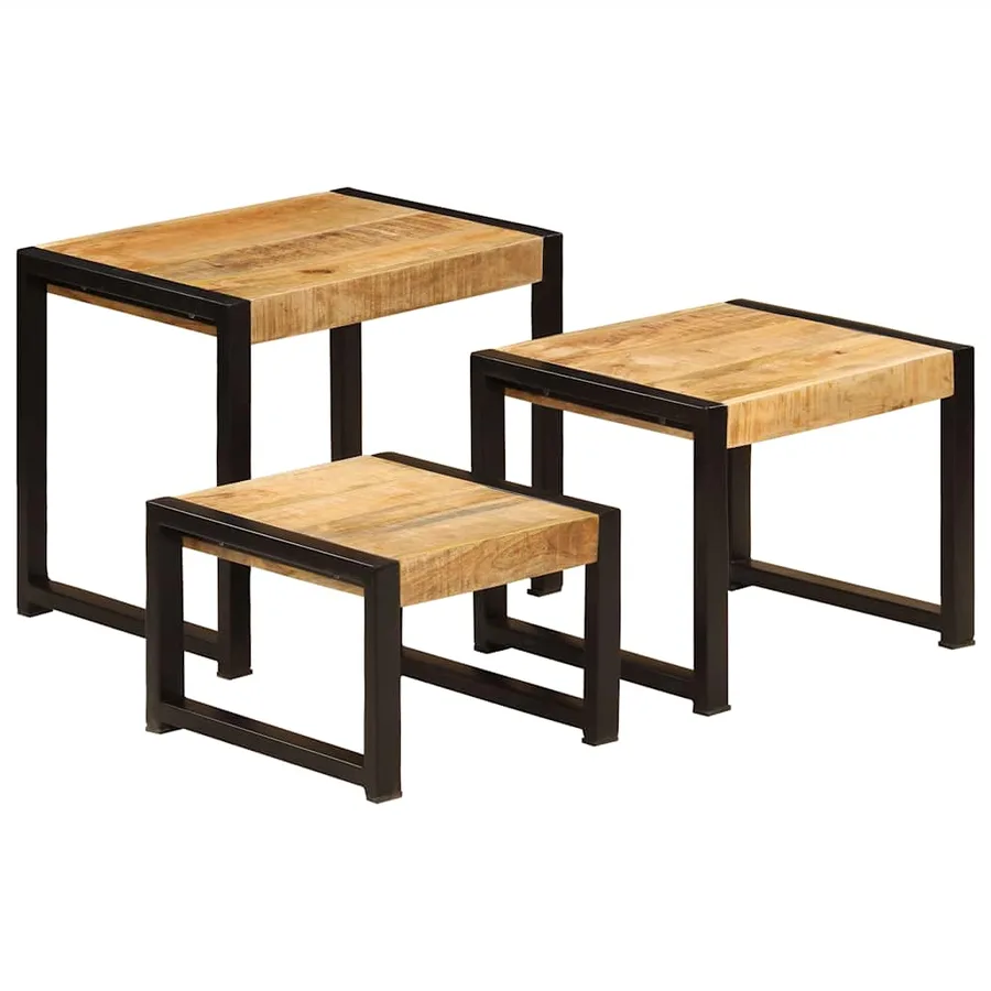 Tables gigognes 3 pcs Bois solide de manguier - 8