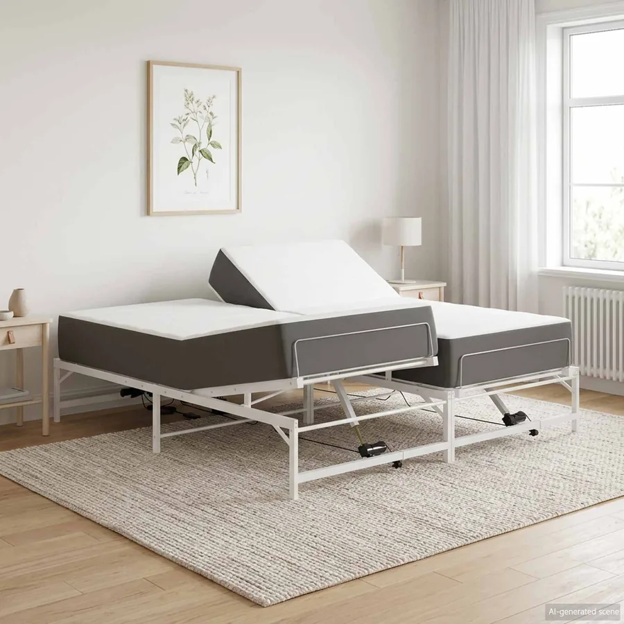 Cadre de Lit Électrique Réglable Blanc 183 x 213 cm Acier
