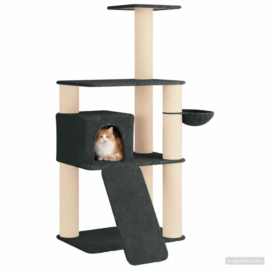 Arbre à chat avec poteaux à griffer en sisal Gris foncé 173 cm - 3