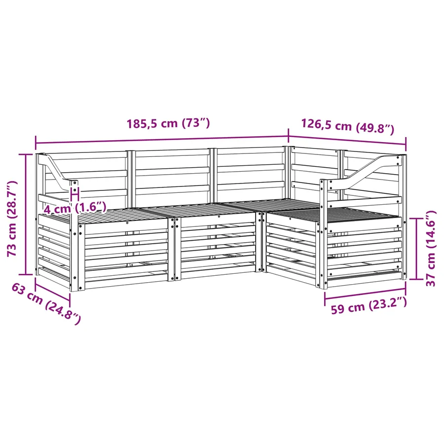 Ensembles de canapés 4 pcs Blanc 185,5 x 126,5 x 73 cm - 6