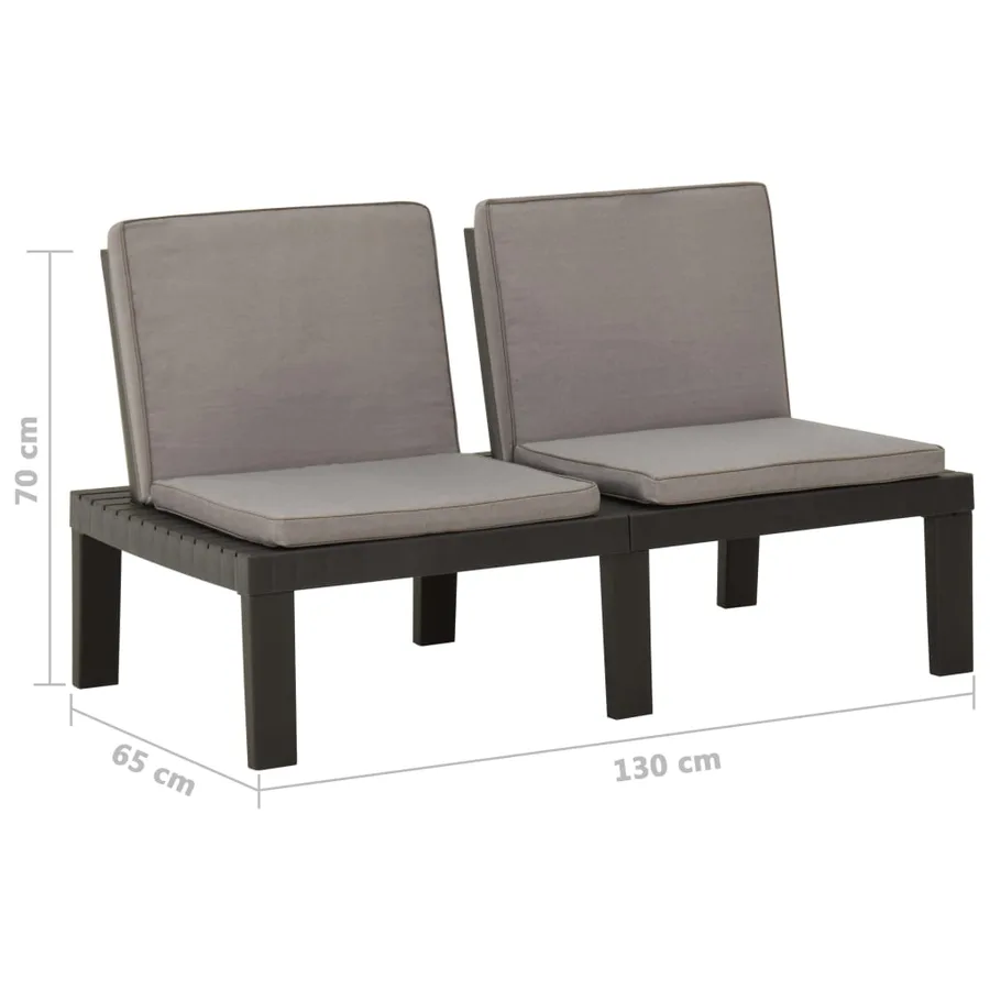 Bancs de salon de jardin avec coussins lot de 2 Plastique Gris - 9