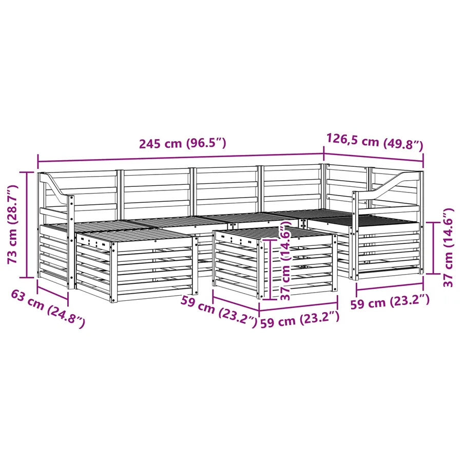 Ensemble de canapés d'extérieur 7 pcs Blanc Polyester - 9