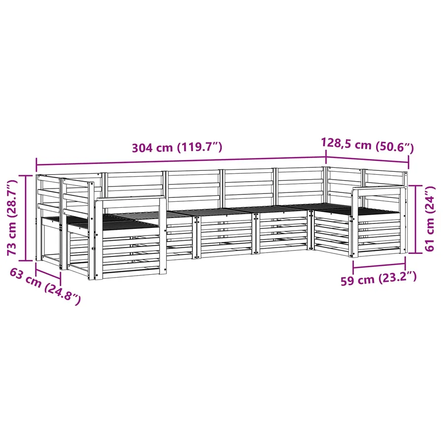 Ensemble de canapés d'extérieur 7 pcs Blanc 304 x 128,5 x 73 cm - 6