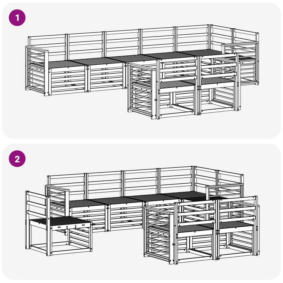 Ensemble de canapés d'extérieur 8 pcs Blanc 306 x 128,5 x 73 cm - 6