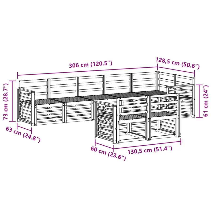 Ensemble de canapés d'extérieur 8 pcs Blanc 306 x 128,5 x 73 cm - 7