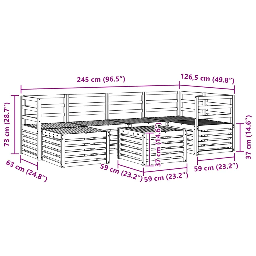 Ensemble de canapés d'extérieur 7 pcs Blanc Polyester - 9