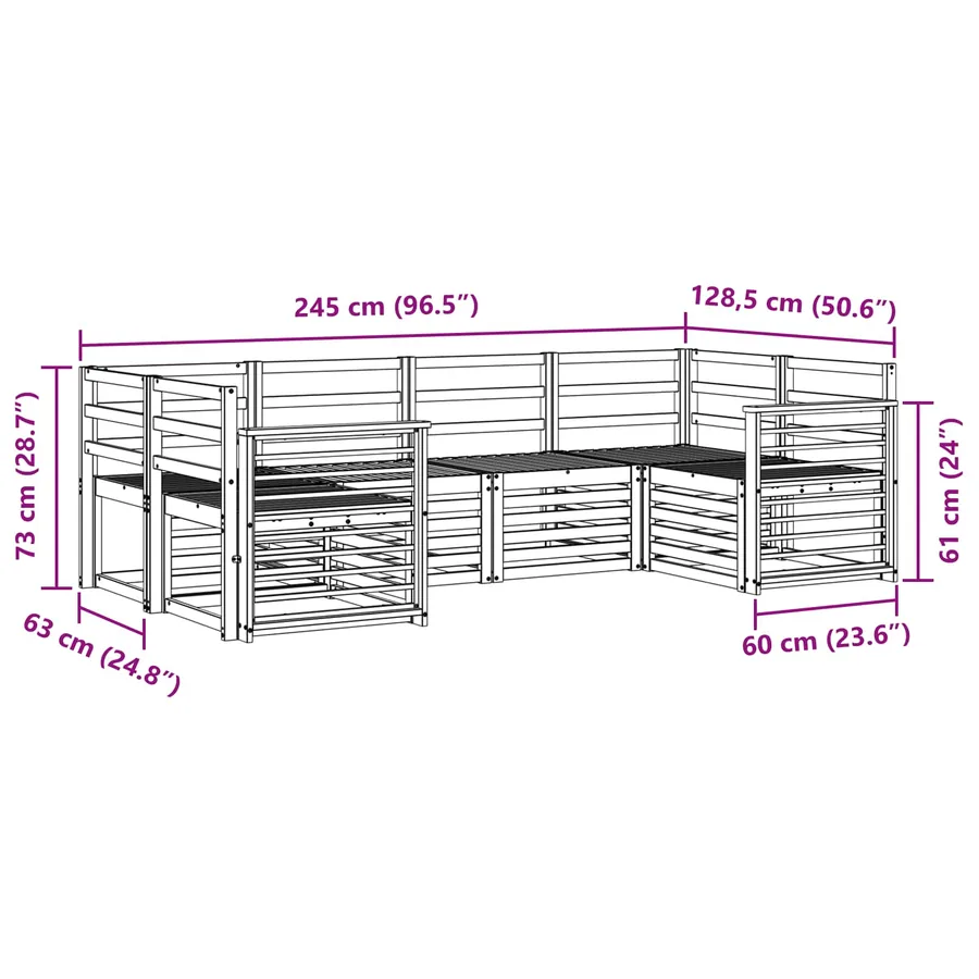 Ensemble de canapés d'extérieur 6 pcs Blanc 245 x 128,5 x 73 cm - 6