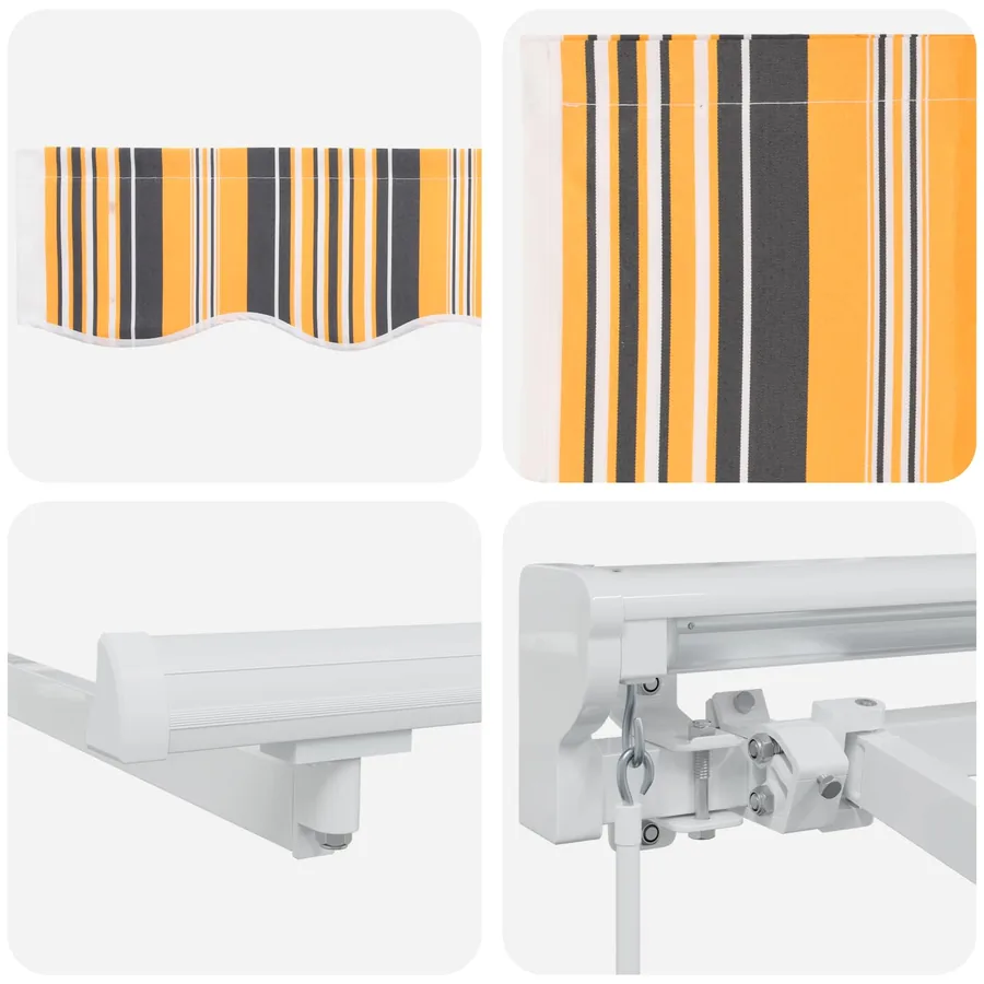 Auvent rétractable manuel Jaune, Gris et Blanc 4,5 × 3,5 m - 6