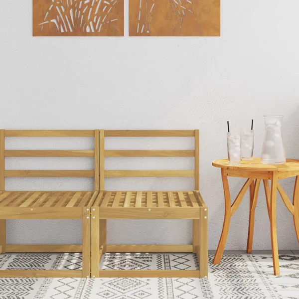 Sofa de milieu extérieur Bois d'Acacia Massif Blanc
