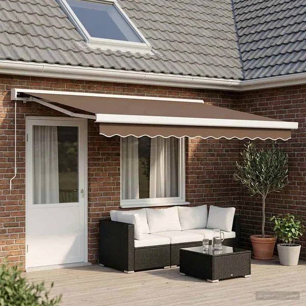 Auvent rétractable Taupe 450 × 300 cm Toile et Aluminium