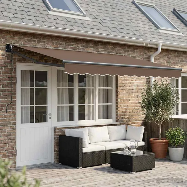 Auvent rétractable Taupe 4,5 × 3 m Polyester et métal