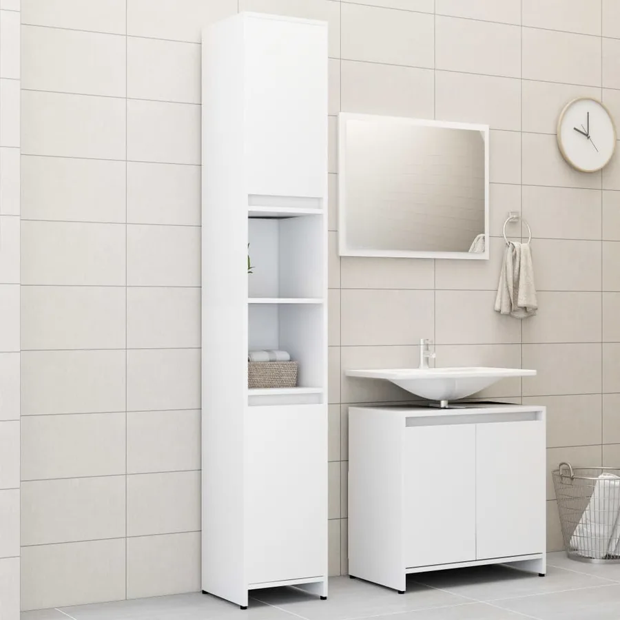 Ensemble de meubles de bain 3 pcs Blanc Bois d'ingénierie