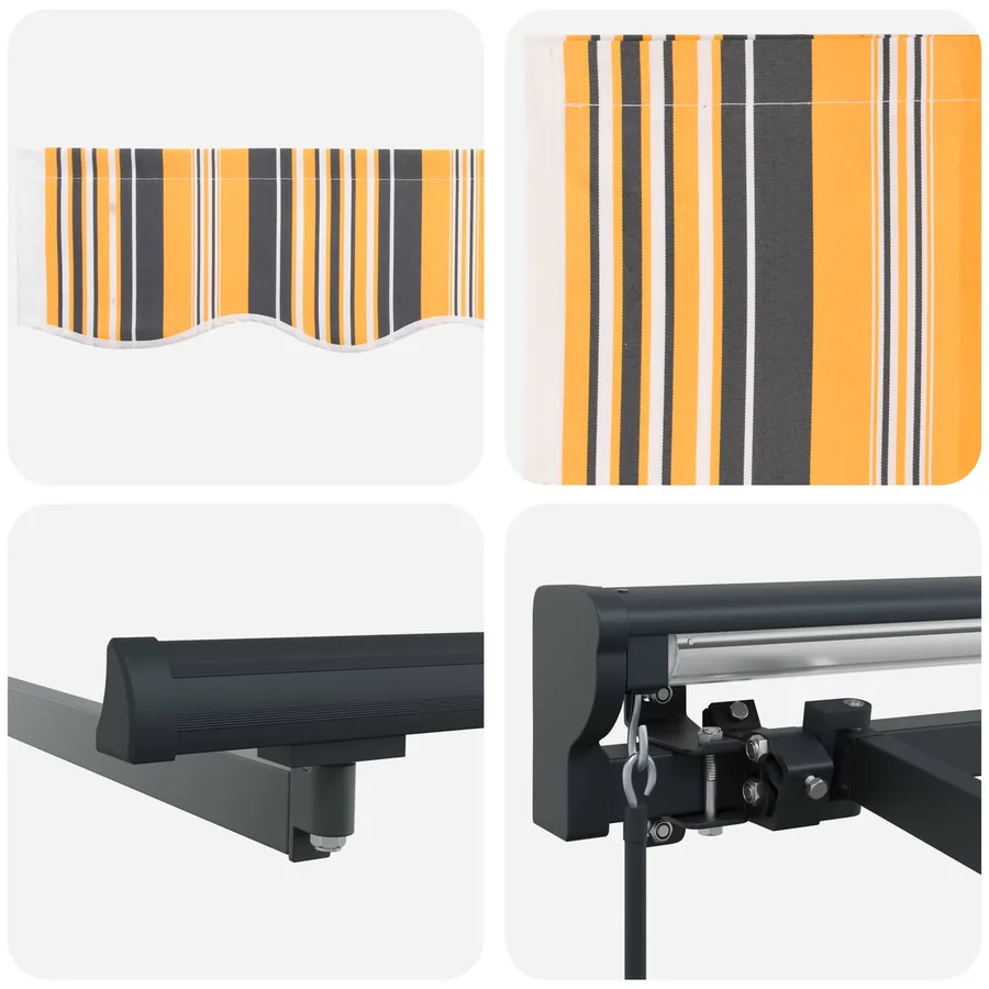 Auvent rétractable manuel Jaune, Gris et Blanc 2,5 x 2 m - 7