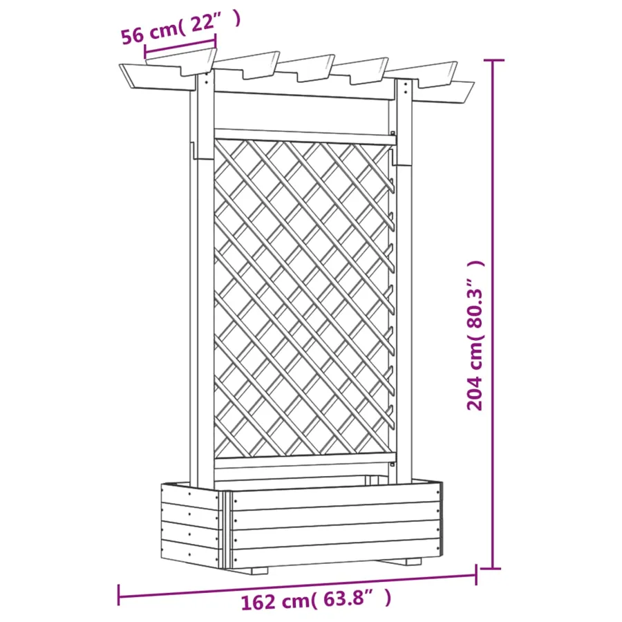 Jardinière pergola 162 x 56 x 204 cm Bois - 5