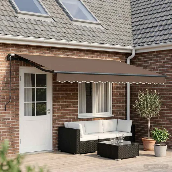 Auvent rétractable Taupe 600 × 350 cm Polyester et Aluminium