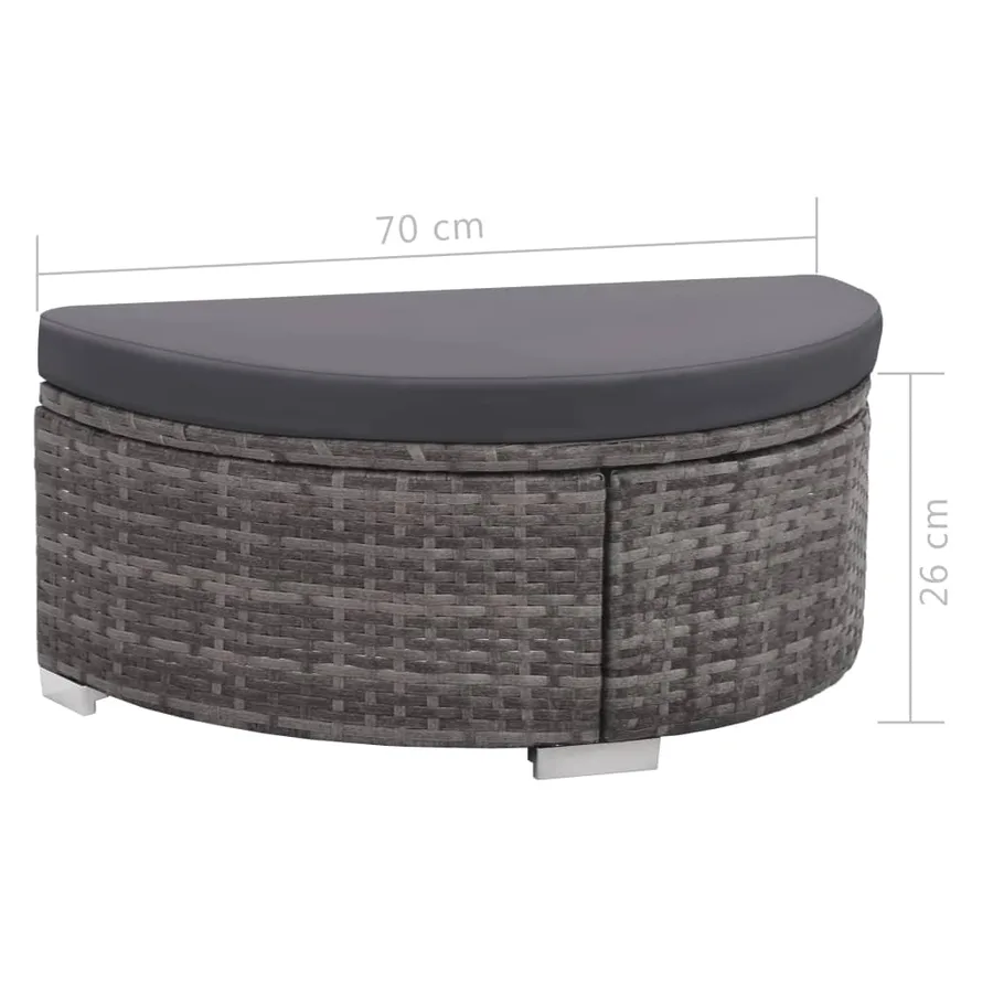 Salon de jardin 8 pcs avec coussins Résine tressée Gris - 10