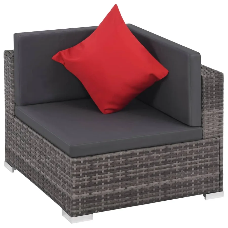 Salon de jardin 8 pcs avec coussins Résine tressée Gris - 3