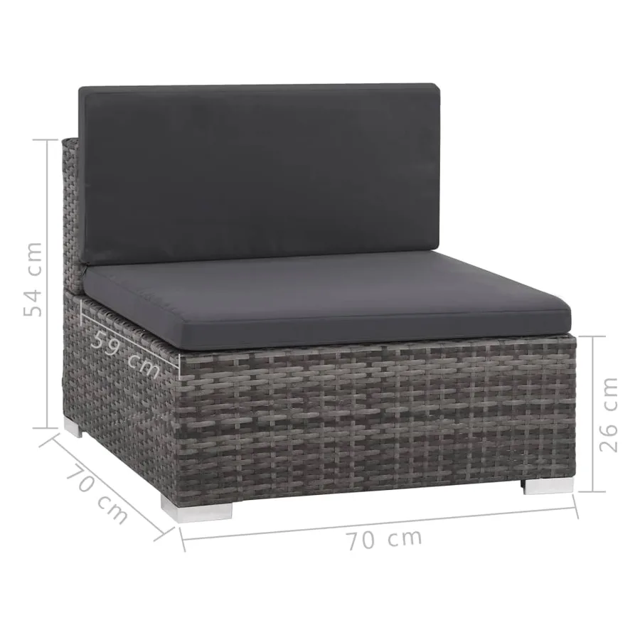 Salon de jardin 8 pcs avec coussins Résine tressée Gris - 8
